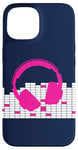 Coque pour iPhone 15 Commande audio LED clignotante - Rose - Casque - Boîte de nuit