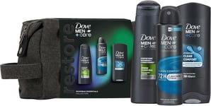 Dove Men+Care Essentials Washbag Collection Gift Set body wash, 2-in-1 shampoo &