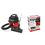 Numatic HVT160 Henry Vacuum Cleaner with AiroBrush Turbo Head and Microfresh Filtration System, 620 W, Red/Black with 10 Bags