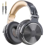 OneOdio Over Ear Headphone Studio Wired Bass Headsets with 50mm Driver, Foldable Lightweight Headphones with Shareport and Mic for DJ Recording Monitoring Mixing Podcast Guitar PC TV (Grey)