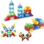 Taolele 32 Pcs Géométrique Construction Magnetique Enfant Blocs Jouet, 3D Éducatifs Construction créatif avec Deux Blocs de Construction magnétiques en Forme d'œil,Cadeau pour de 3-8 Ans