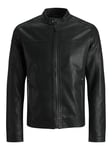 JACK & JONES Mens Warner Classic Faux Leather Jacket - Black - M