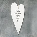 EAST OF INDIA - PORCELAIN LONG HEART - 'HAPPY EVER AFTER BEGINS TODAY'