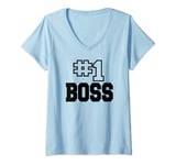 Womens Number One Boss No. 1 Employer Mens Womens #1 Best Leader V-Neck T-Shirt
