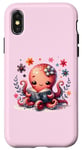Coque pour iPhone X/XS Livre de lecture sur fond rose avec pieuvre rose