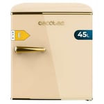 Cecotec Mini Frigo Bolero CoolMarket TT Origin 45 Beige E. Réfrigérateur Hauteur 55cm et Largeur 44,7cm, Classe Énergétique E, Bac à Glace et Poignée Chromée, Beige