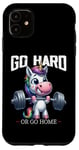 Coque pour iPhone 11 Go Hard Or Go Home Licorne Haltérophilie Fitness Gym