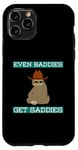 Coque pour iPhone 11 Pro Even Baddies Get Saddies Funny Sloth Cowboy Blague