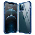 ZUSLAB Compatible with Apple iPhone 12 Pro Max Clear Case Phone Rubber Bumper with Transparent Hard Back Cover Protective - Blue