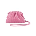 PU Vävd Väska Satchel Cloud Mini Läder Clutch Väska Pink