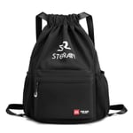 Folding Gym Bag Träningsryggsäck Dragsko Bag Dragsko Bag Basketball Bag Black Large Size