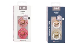 BIBS - Pacifier Boheme 2 PACK Latex - Dusty Pink/Coral & Blush/Vanilla GLOW - Size 1