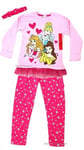 3 Piece PYJAMA SET Long Sleeve Top Bottoms Headband DISNEY PRINCESS Lounger PJs