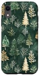 Coque pour iPhone XR Vert Art Déco Rayé Boho Floral Forêt Pin Arbre Nature