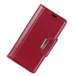 Mipcase Flip Phone Case with Magnetic Buckle, Leather Phone Cover with Card Slots and Wallet, Shockproof Kickstand Phone Shell for Sony Xperia L2 (Dark Red)