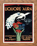 Lumartos, Vintage Poster Liquore Aura Contemporary Home Decor Wall Art Print, Wood Frame, A3 Size