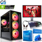 Gaming PC Computer Bundle Core i5-12400F 16GB RAM 1TB SSD RTX 3050 Wins 11 Pro