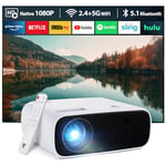 2024 New Mini Projector with Enhanced Features, 5G WiFi, Full HD 1080P, Bluetooth Support, 20000 Lumens for Home, Compatible with Smartphones, Android/iOS/TV Stick /PS5/Switch