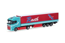 Herpa Maquette Camion DAF XG Semi-remorque frigorifique Raeth, échelle 1/87, Model Allemand, pièce de Collection, Figurine Plastique