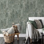 Metallic Cove Texture Muriva Wallpaper 207503 Jade Green Concrete Stone Wall