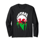 Spartan warrior Welsh flag. Design Wales Vintage Long Sleeve T-Shirt