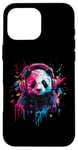 Coque pour iPhone 16 Pro Max Panda Bear Lover Pop Art portant des écouteurs drôles Panda Bear