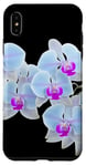 Coque pour iPhone XS Max Magnifique orchidée Phalaenopsis bleu clair Formes noires Mania