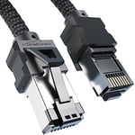 KabelDirekt Câble réseau Cat 8, Ethernet, LAN – 0,6m – Edition Gaming avec tressage Heavy-Duty (connecteur RJ45, Cat 8.1, taux de données jusqu'à 40 Gbit/s pour jeux/PC/PS5/Xbox)
