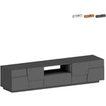 Support moderne pour télévision mobile avec 4 portes et un tiroir 220x45x46cm Chiron Couleur: Anthracite