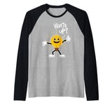 Funny Watt's Up Electric Bulb Character Pun on Watts Raglan Baseball Tee