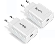 Chargeur USB C,2 Pcs Chargeurs Rapide Phone 35W Prise Mural Secteur Adaptateur Alimentation PD 3.0 Bloc pour iPhone 16 15 14 13 12 Pro Max SE Samsung Galaxy