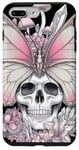 Coque pour iPhone 7 Plus/8 Plus Tête squelette champignon papillon – Botanique gothique