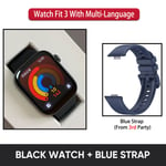 Huawei Watch Fit 3 Smartwatch Fit3 1,82 Tuuman Amoled-Näyttö Bluetooth-Puhelut Älykello Erittäin Ohut Muotoilu Kestävä Akunkesto_Black n Blue Strap