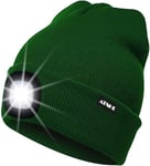 ATNKE LED Bonnet Lampe Frontale,USB Rechargeable Chapeau de Course Ultra Lumineux 4 LED Étanche Lumière Hiver Chaud Phare Cadeaux pour Hommes et Femmes/Green