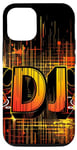 Coque pour iPhone 15 DJ un artiste design avec des écouteurs et des platines