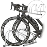 Râtelier 2 vélos range-vélos support rangement vélo à pneu 61 mm dim. 50L x 34l x 27,5H cm acier argenté