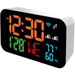 Lifcausal - Horloge de bureau Tuya WiFi Calendrier Thermomètre Hygromètre intelligent avec affichage led numérique Prise en charge de l'étalonnage