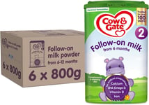 Cow & Gate 2 Follow On Baby Milk Powder Formula, 6-12 Months, 800g Pack of 6