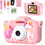 Appareil Photo Numérique Licorne Pour Filles De 3 À 12 Ans,Caméra Vidéo Selfie Hd 1080P Pour Enfants Avec Carte Sd De 32 Go,Écran Ips 48 Mp/5 Pouces,Cadeau D'Anniversaire De Noël Pour 3,4,5,6,