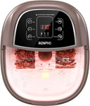 RENPHO Motorized Rollers Foot Spa Massager, Foot Bath with Fast Heating, Automatic Massage, Powerful Bubble Jets, Pedicure for Tired Feet, Adjustable Timer and Temperature,Brown