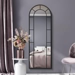 MirrorOutlet The Arcus - Black Framed Modern Full Length Arched Leaner/Wall Mirror 67" X 24" (170CM X 60CM) Silver Mirror Glass with Black All weather Backing