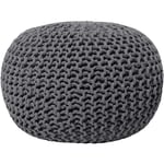 Pouf Rond en Coton Gris Foncé à Billes de Polystyrène Coussin d'Intérieur Conrad