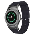 Samsung Gear S2 Kanvas kangas vaihdettava kellon ranneke metalli soljella - Musta