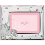 Atelier Cadre photo licorne fille argent 925 porte photo pvd argent"licorne", rétro bois Cadre enfant 9 x 13 cm – Rose Marque : Atelier