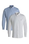 French Connection Mens White 2 Pack Cotton Long Sleeve Oxford Shirt - Size Large