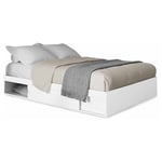 Idmarket - Cadre de lit salem avec rangements et sommier 140 x 190 cm blanc - Blanc