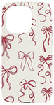 Coque pour iPhone 15 Pro Coquette Bordeaux Motif Nœuds Girly Esthétique