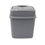 JVL 13-357GY Knit Design Loop Plastic 10 Litre Push Top Bin, Grey, 28 x 21 x 32.5 cm