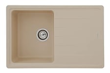 Respekta Évier en granit Columbia en beige / 1 évier intégré de 78 x 50 cm/Évier adapté pour les meubles sous-évier à partir de 45 cm de largeur