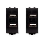 2 prise usb encastrable - Prise electrique usb murale Noir - Prise murale usb c - prise electrique murale pour pour la maison et le bureau - Prise usb murale